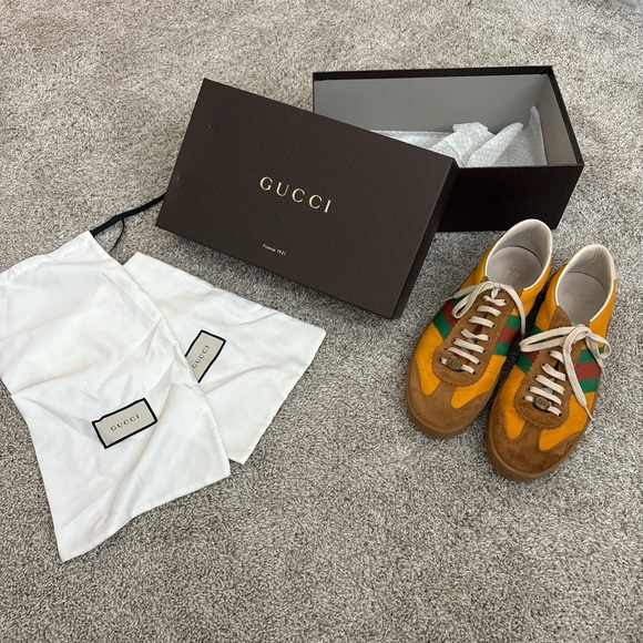 Gucci Men's G74 Nylon Calfskin Suede Sneakers - Picture 1 of 7